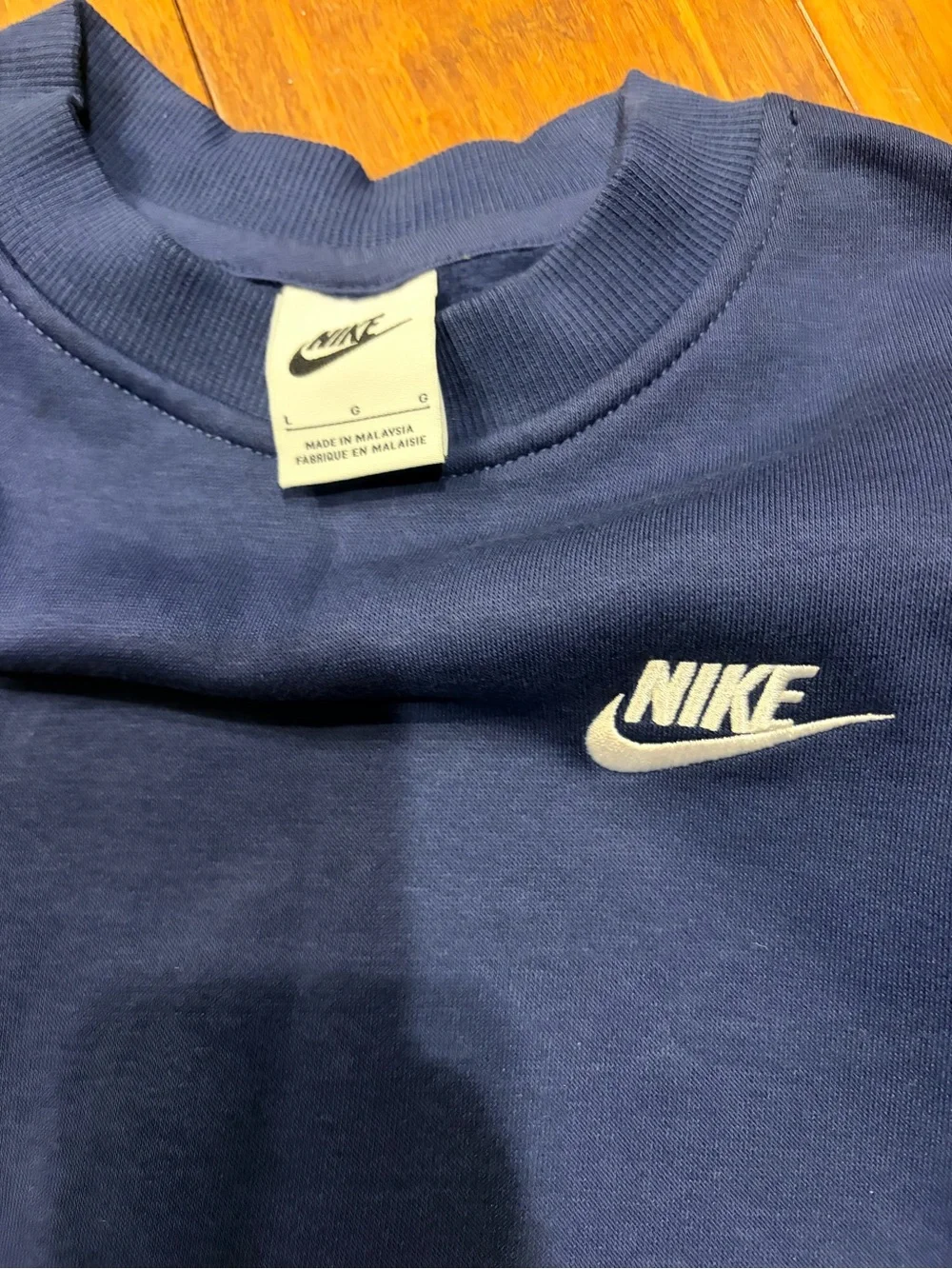 Nike Kids Navy Crew Sweatshirt with White Logo